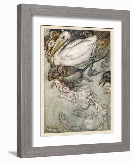 Alice and Pool of Tears-Arthur Rackham-Framed Photographic Print