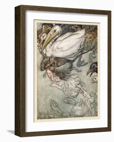 Alice and Pool of Tears-Arthur Rackham-Framed Photographic Print