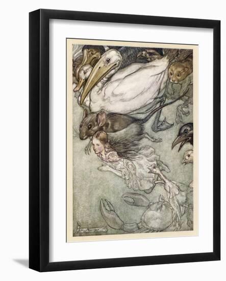 Alice and Pool of Tears-Arthur Rackham-Framed Photographic Print