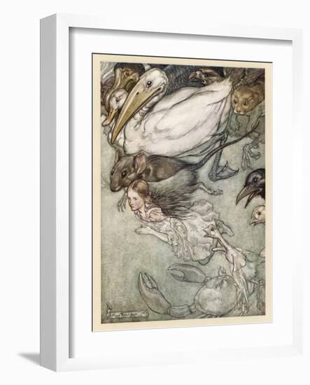 Alice and Pool of Tears-Arthur Rackham-Framed Photographic Print