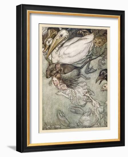 Alice and Pool of Tears-Arthur Rackham-Framed Photographic Print