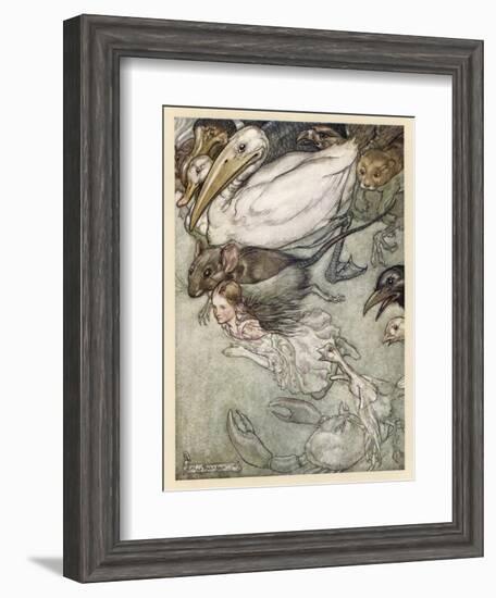 Alice and Pool of Tears-Arthur Rackham-Framed Photographic Print