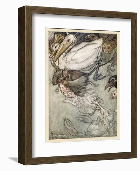 Alice and Pool of Tears-Arthur Rackham-Framed Photographic Print