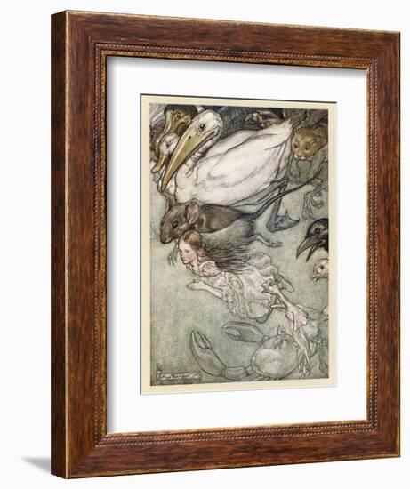 Alice and Pool of Tears-Arthur Rackham-Framed Photographic Print