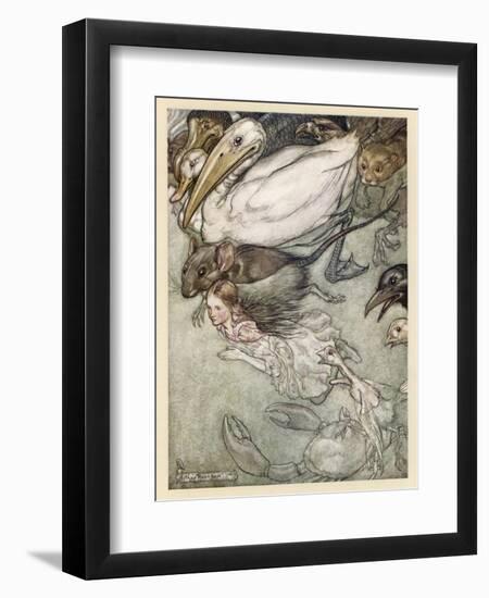 Alice and Pool of Tears-Arthur Rackham-Framed Photographic Print