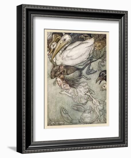 Alice and Pool of Tears-Arthur Rackham-Framed Photographic Print