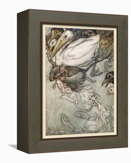 Alice and Pool of Tears-Arthur Rackham-Framed Premier Image Canvas