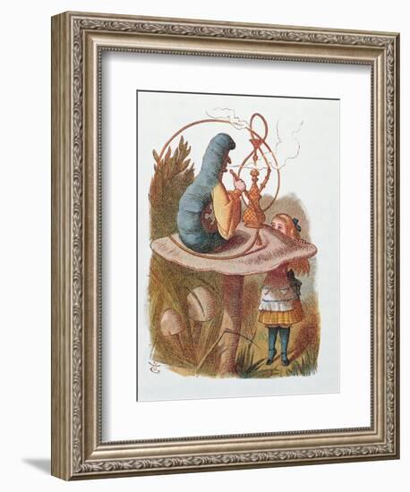 Alice and the Caterpillar, Illustration from 'Alice in Wonderland' by Lewis Carroll-John Tenniel-Framed Giclee Print