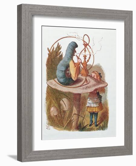 Alice and the Caterpillar, Illustration from 'Alice in Wonderland' by Lewis Carroll-John Tenniel-Framed Giclee Print