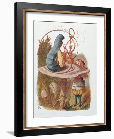 Alice and the Caterpillar, Illustration from 'Alice in Wonderland' by Lewis Carroll-John Tenniel-Framed Giclee Print