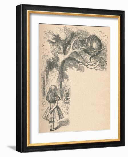 'Alice and the Cheshire Cat', 1889-John Tenniel-Framed Premium Giclee Print