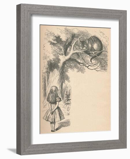 'Alice and the Cheshire Cat', 1889-John Tenniel-Framed Giclee Print