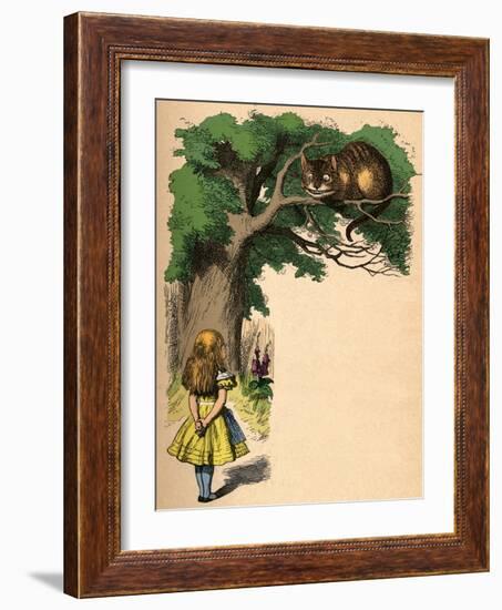 'Alice and the Cheshire Cat', 1889-John Tenniel-Framed Giclee Print