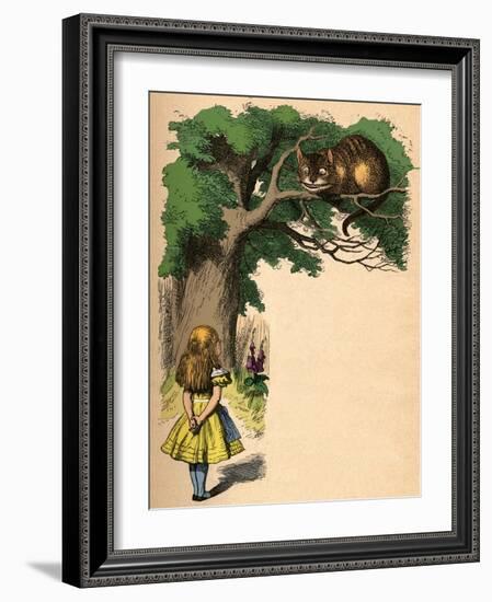 'Alice and the Cheshire Cat', 1889-John Tenniel-Framed Giclee Print