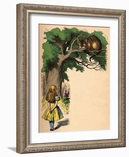 'Alice and the Cheshire Cat', 1889-John Tenniel-Framed Giclee Print