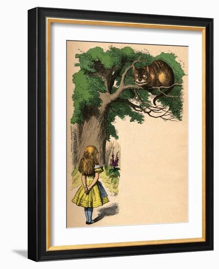 'Alice and the Cheshire Cat', 1889-John Tenniel-Framed Giclee Print