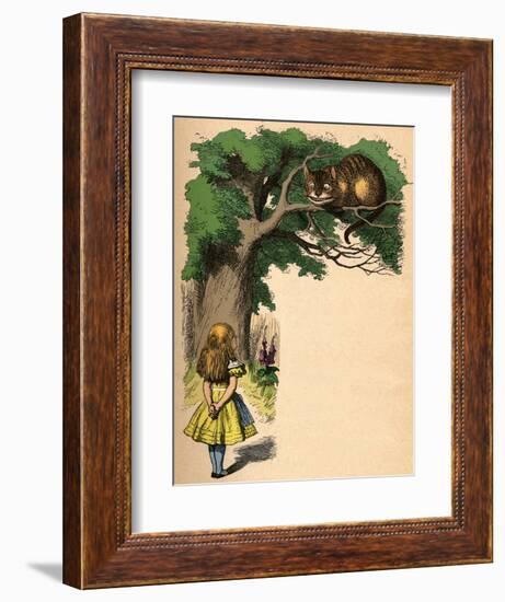 'Alice and the Cheshire Cat', 1889-John Tenniel-Framed Giclee Print