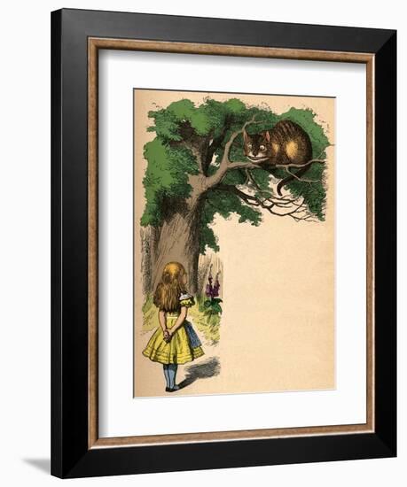 'Alice and the Cheshire Cat', 1889-John Tenniel-Framed Giclee Print