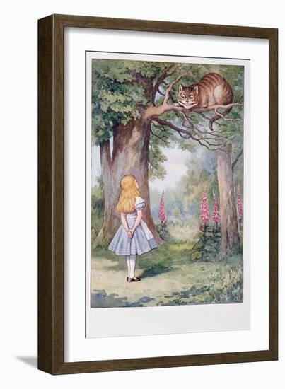 Alice and the Cheshire Cat, Alice's Adventures in Wonderland and through the Looking-Glass and What-John Tenniel-Framed Giclee Print