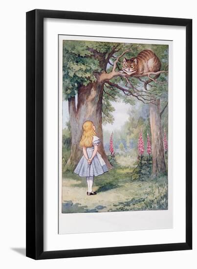 Alice and the Cheshire Cat, Alice's Adventures in Wonderland and through the Looking-Glass and What-John Tenniel-Framed Giclee Print