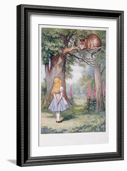 Alice and the Cheshire Cat, Alice's Adventures in Wonderland and through the Looking-Glass and What-John Tenniel-Framed Giclee Print