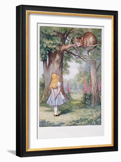 Alice and the Cheshire Cat, Alice's Adventures in Wonderland and through the Looking-Glass and What-John Tenniel-Framed Giclee Print