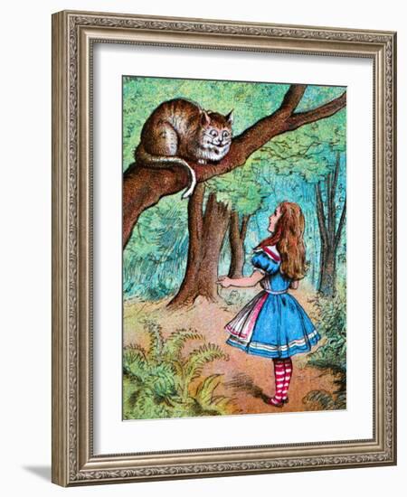 'Alice and the Cheshire Cat', c1910-John Tenniel-Framed Giclee Print