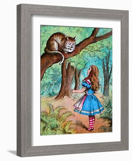 'Alice and the Cheshire Cat', c1910-John Tenniel-Framed Giclee Print