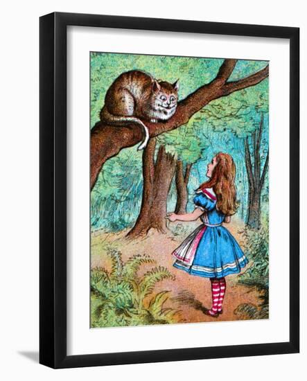 'Alice and the Cheshire Cat', c1910-John Tenniel-Framed Giclee Print