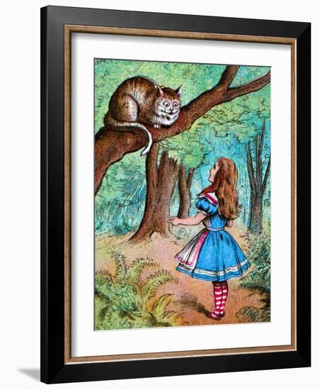 'Alice and the Cheshire Cat', c1910-John Tenniel-Framed Giclee Print