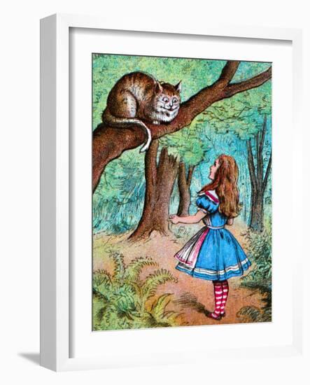 'Alice and the Cheshire Cat', c1910-John Tenniel-Framed Giclee Print