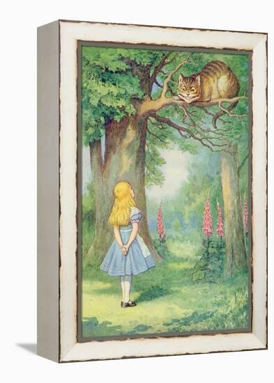 Alice and the Cheshire Cat, Illustration from Alice in Wonderland by Lewis Carroll-John Tenniel-Framed Premier Image Canvas