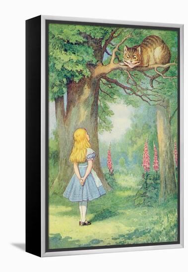 Alice and the Cheshire Cat, Illustration from Alice in Wonderland by Lewis Carroll-John Tenniel-Framed Premier Image Canvas