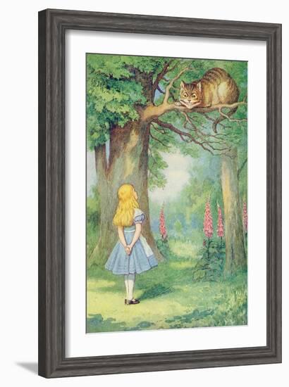 Alice and the Cheshire Cat, Illustration from Alice in Wonderland by Lewis Carroll-John Tenniel-Framed Giclee Print