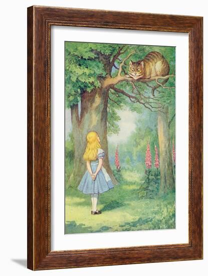 Alice and the Cheshire Cat, Illustration from Alice in Wonderland by Lewis Carroll-John Tenniel-Framed Giclee Print