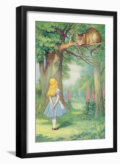 Alice and the Cheshire Cat, Illustration from Alice in Wonderland by Lewis Carroll-John Tenniel-Framed Giclee Print