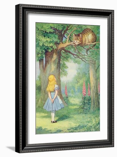 Alice and the Cheshire Cat, Illustration from Alice in Wonderland by Lewis Carroll-John Tenniel-Framed Giclee Print