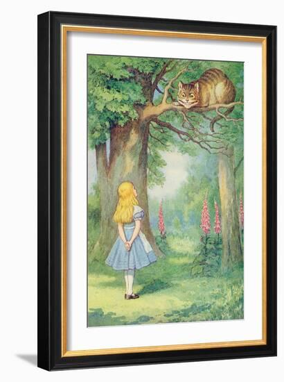 Alice and the Cheshire Cat, Illustration from Alice in Wonderland by Lewis Carroll-John Tenniel-Framed Giclee Print