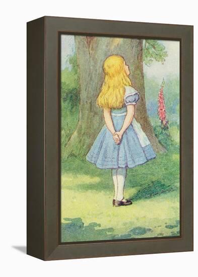 Alice and the Cheshire Cat, Illustration from Alice in Wonderland by Lewis Carroll-John Tenniel-Framed Premier Image Canvas