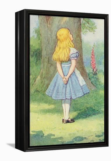 Alice and the Cheshire Cat, Illustration from Alice in Wonderland by Lewis Carroll-John Tenniel-Framed Premier Image Canvas