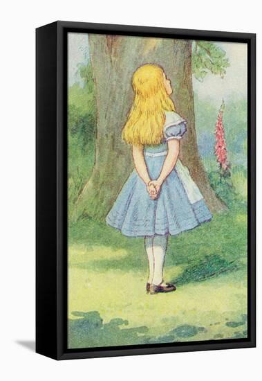 Alice and the Cheshire Cat, Illustration from Alice in Wonderland by Lewis Carroll-John Tenniel-Framed Premier Image Canvas