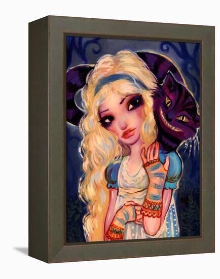 Alice and The Cheshire Cat-Natasha Wescoat-Framed Stretched Canvas