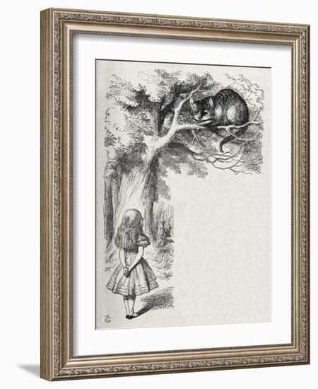 Alice and the Cheshire-John Tenniel-Framed Giclee Print