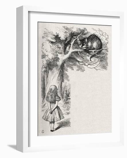 Alice and the Cheshire-John Tenniel-Framed Giclee Print