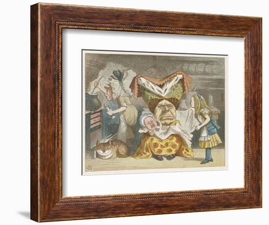 Alice and the Duchess in the Kitchen with the Duchess Who is Holding a Baby-John Tenniel-Framed Art Print