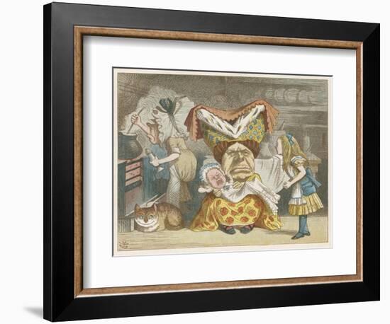 Alice and the Duchess in the Kitchen with the Duchess Who is Holding a Baby-John Tenniel-Framed Art Print