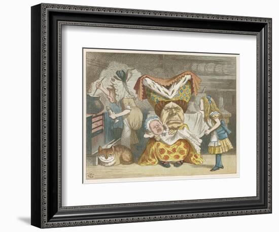 Alice and the Duchess in the Kitchen with the Duchess Who is Holding a Baby-John Tenniel-Framed Art Print