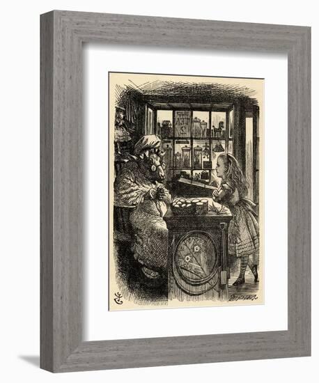 Alice and the Knitting Sheep, Illustration from 'Through the Looking Glass' by Lewis Carroll…-John Tenniel-Framed Giclee Print