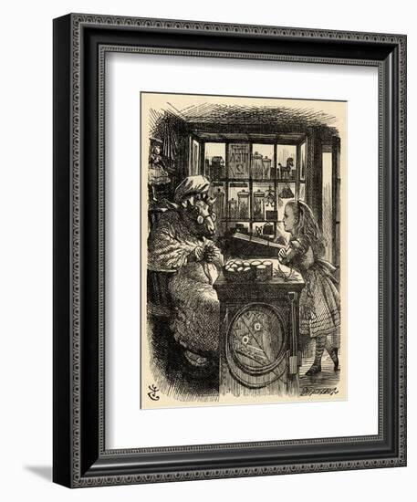 Alice and the Knitting Sheep, Illustration from 'Through the Looking Glass' by Lewis Carroll…-John Tenniel-Framed Giclee Print