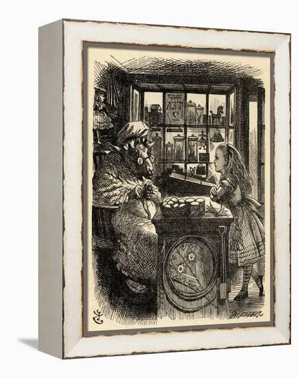 Alice and the Knitting Sheep, Illustration from 'Through the Looking Glass' by Lewis Carroll…-John Tenniel-Framed Premier Image Canvas